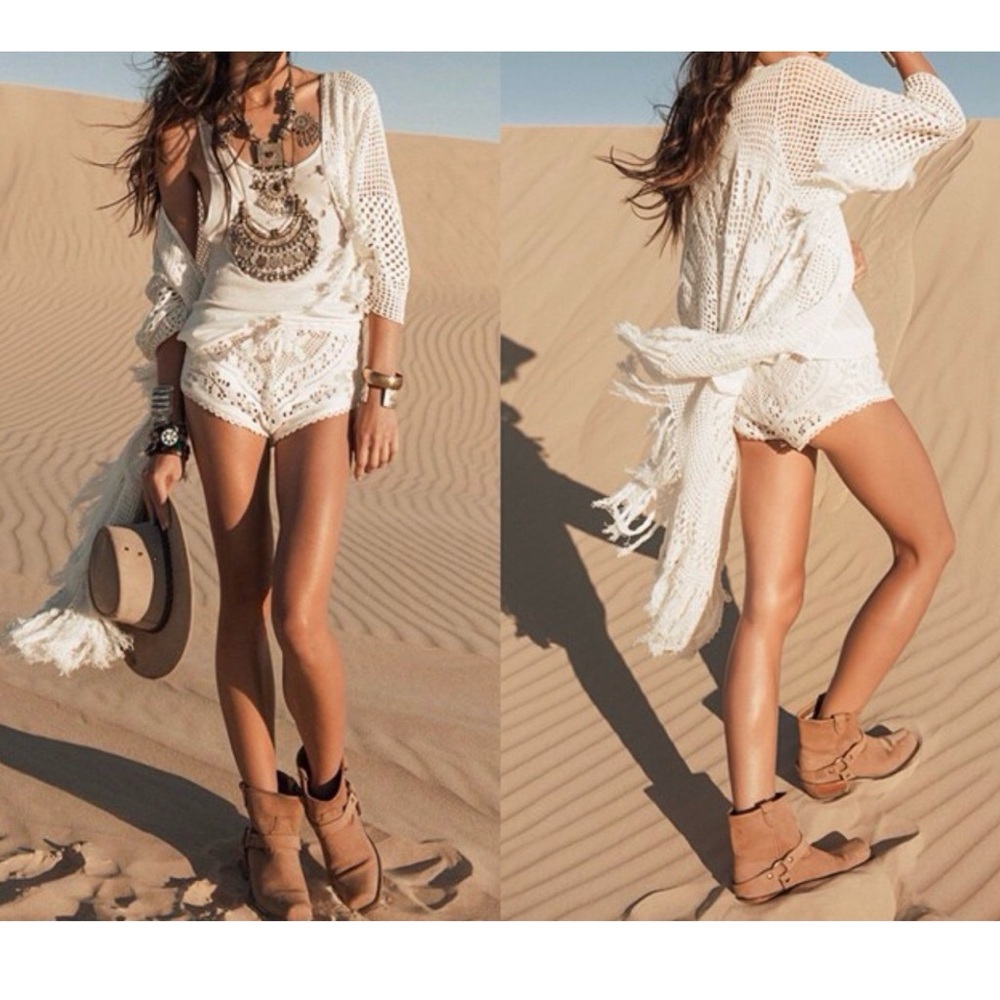 Spell crochet lace shorts Coachella festival
